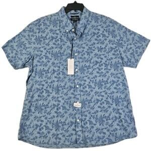 Treasure & Bond Nordstrom~Men’s Sz. 2XL~Blue Linen/Cotton Shirt Short Sleeve NWT